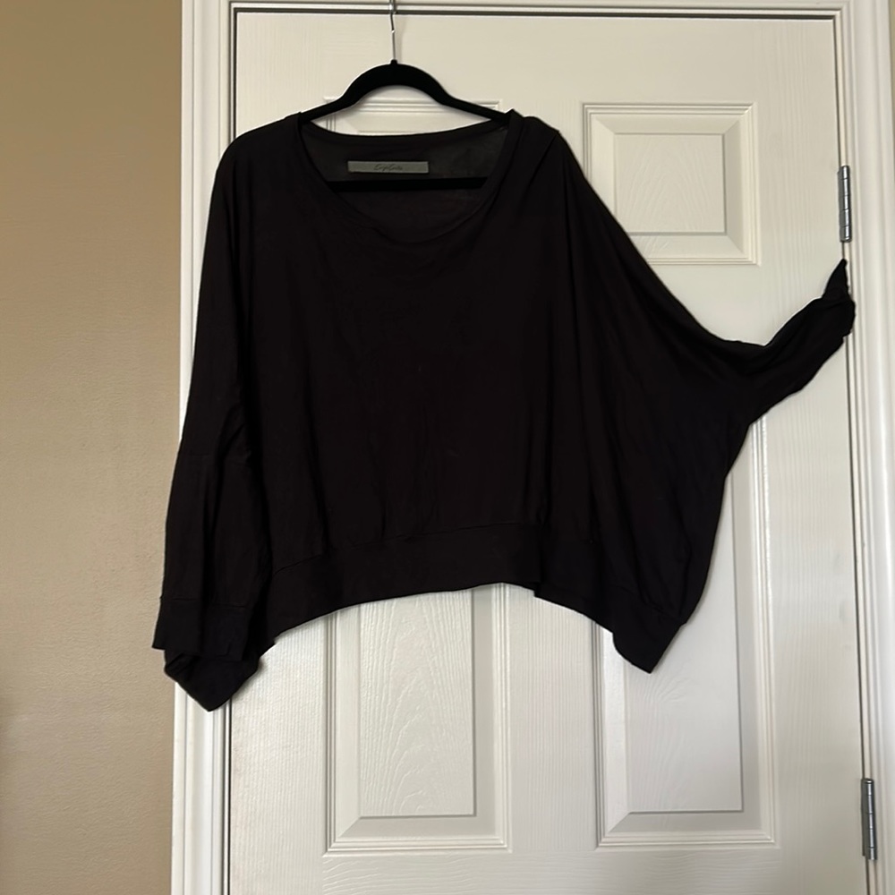 Enza Costa black batwing off shoulder top one sz